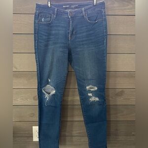 Old Navy Rockstar Mid-Rise Distressed Skinny Jeans - Dark Blue
